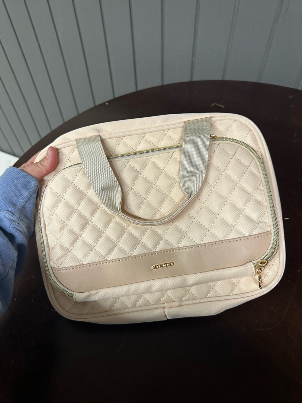 Quilted Cream Travel Tote Bag by Modojo